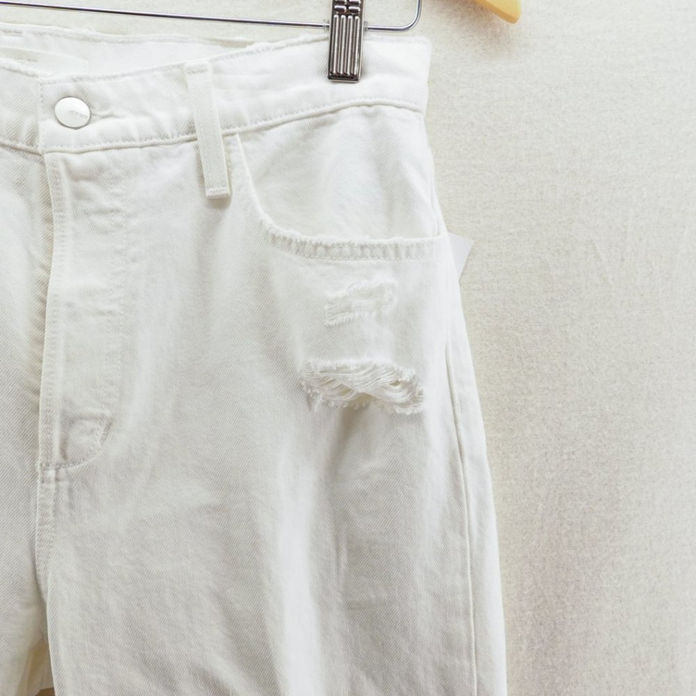 Joes Womens Scout Distressed Mid Rise Slim Boyfriend Cropped Jeans White - Picture 6 of 12